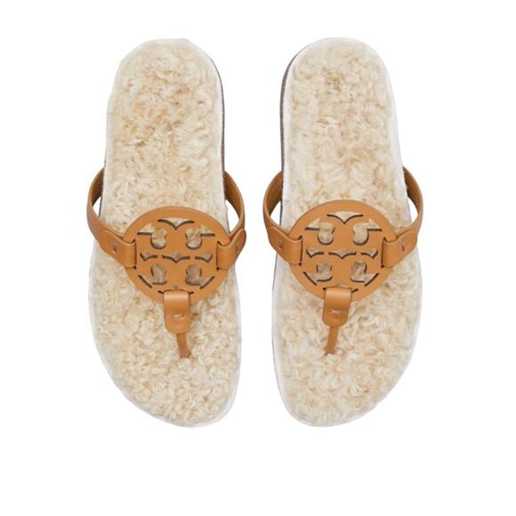Tory Burch Miller Cloud Genuine Shearling Flip Flop Flats Sandals Size 8 NWB - Picture 8 of 13